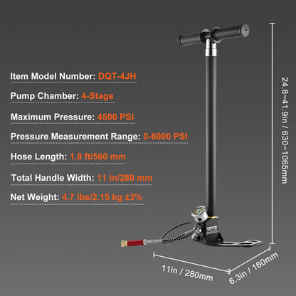 VEVOR PCP-Handpumpe Luftgewehrfüllpumpe - 4-stufig