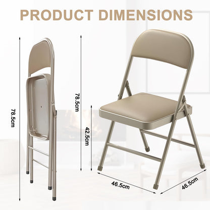 BULAGE Klappstuhl Gepolstert 6er Set - Khaki für Garten & Esszimmer