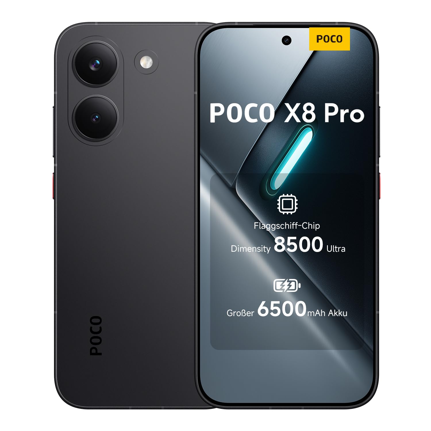 Xiaomi Poco X8 Pro Smartphone 8 GB + 512 GB Schwarz, Metallrahmen und Glasrückseite