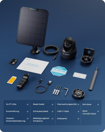 Reolink Go PT Ultra 4K 4G LTE Überwachungskamera mit Solarpanel