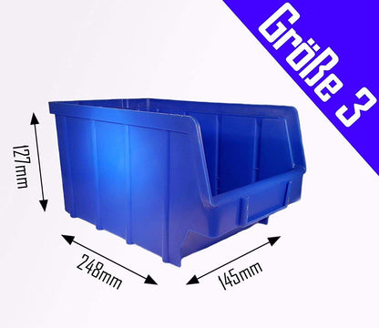 S&S-Shop Stapelboxen Set Kunststoff-Lagerboxen - Blau Gr.3