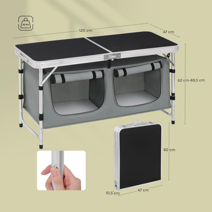 WOLTU Campingtisch faltbar, höhenverstellbar, Alu, schwarz-grau