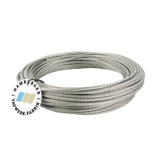 Edelstahl Drahtseil 7x7 V4A Inox Geländerseil - 4mm, 50m, 4mm starkes Seil (7x7 Litze) aus V4A Inox zum Spannen von Geländern.