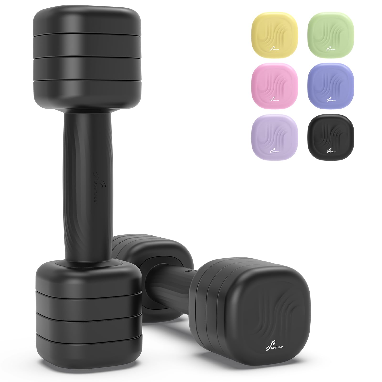 Sportneer Verstellbare Hanteln Set, 4-in-1 Kurzhanteln je 1–2,5 kg – 2er-Set mit TPU-Griff und Gewichtsscheiben