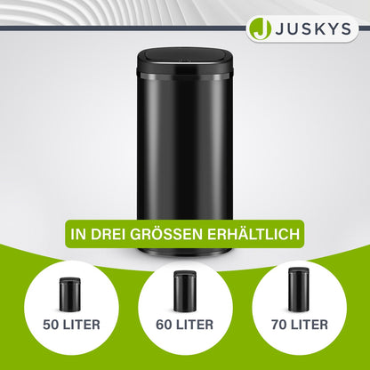 Juskys Bewegungssensor Mülleimer Eckig Schwarz 70L