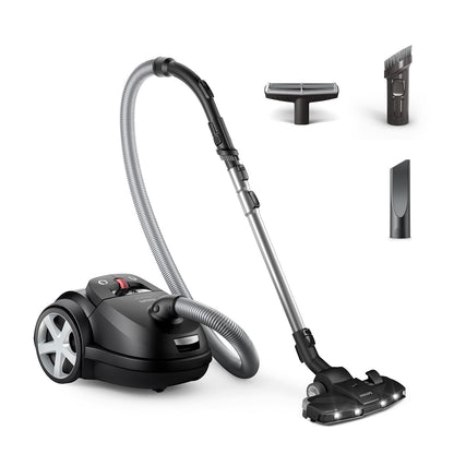 Philips Performer LED Beutelstaubsauger XD8122/10, Deep Black, mit TriActive+ LED-Düse