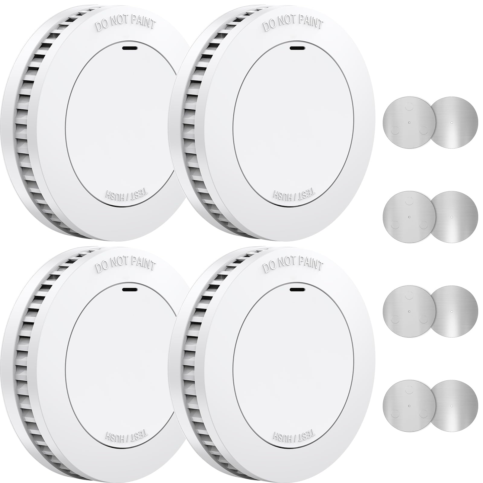XINDUM Rauchmelder SM01 mit 10-Jahres-Batterie, 4er Set, weiss – kompakter Melder zur Montage ohne Bohren