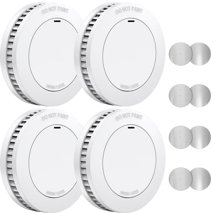 XINDUM Rauchmelder SM01 mit 10-Jahres-Batterie, 4er Set, weiss – kompakter Melder zur Montage ohne Bohren