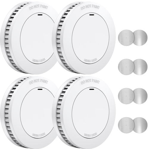 XINDUM Rauchmelder SM01 mit 10-Jahres-Batterie, 4er Set, weiss – kompakter Melder zur Montage ohne Bohren