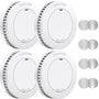 XINDUM Rauchmelder SM01 mit 10-Jahres-Batterie, 4er Set, weiss – kompakter Melder zur Montage ohne Bohren
