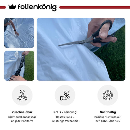 Profi Poolplane Abdeckfolie 8x8m - UV-beständig Schwarz/Weiss