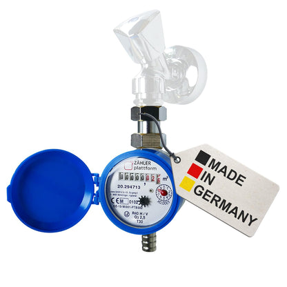 ZÄHLER plattform Wasserzähler Garten geeicht 2026 Wasseruhr MADE IN GERMANY Gartenwasserzähler Zapfhahn Qn 1,5 BL 80 mm 3/4 Zoll