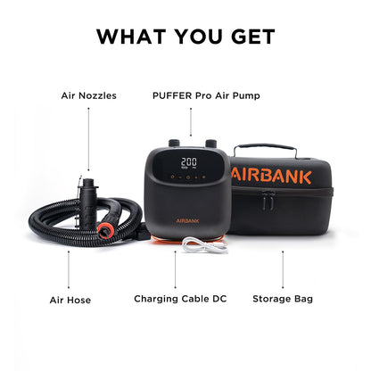 AIRBANK PUFFER Pro Elektrische SUP Luftpumpe mit Akku, 20 PSI, Orange