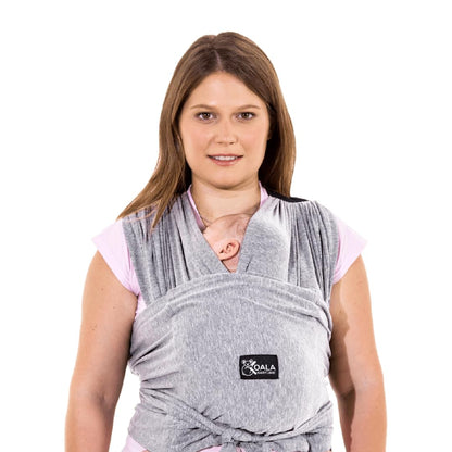 Koala Babycare Babytragetuch Neugeborene - Hellgrau bis 9kg. Langes, hellgraues, elastisches Tuch zum sicheren Tragen von Babys bis 9kg.