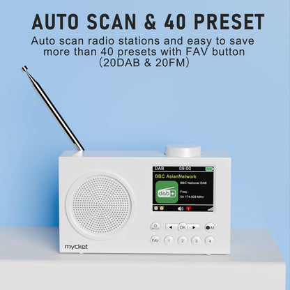 Mycket Tragbares DAB+/UKW Radio mit Bluetooth 5.0 und Farbdisplay