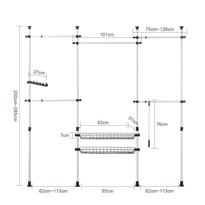 SoBuy Teleskop Kleiderständer KLS04 – offener Schrank Weiss