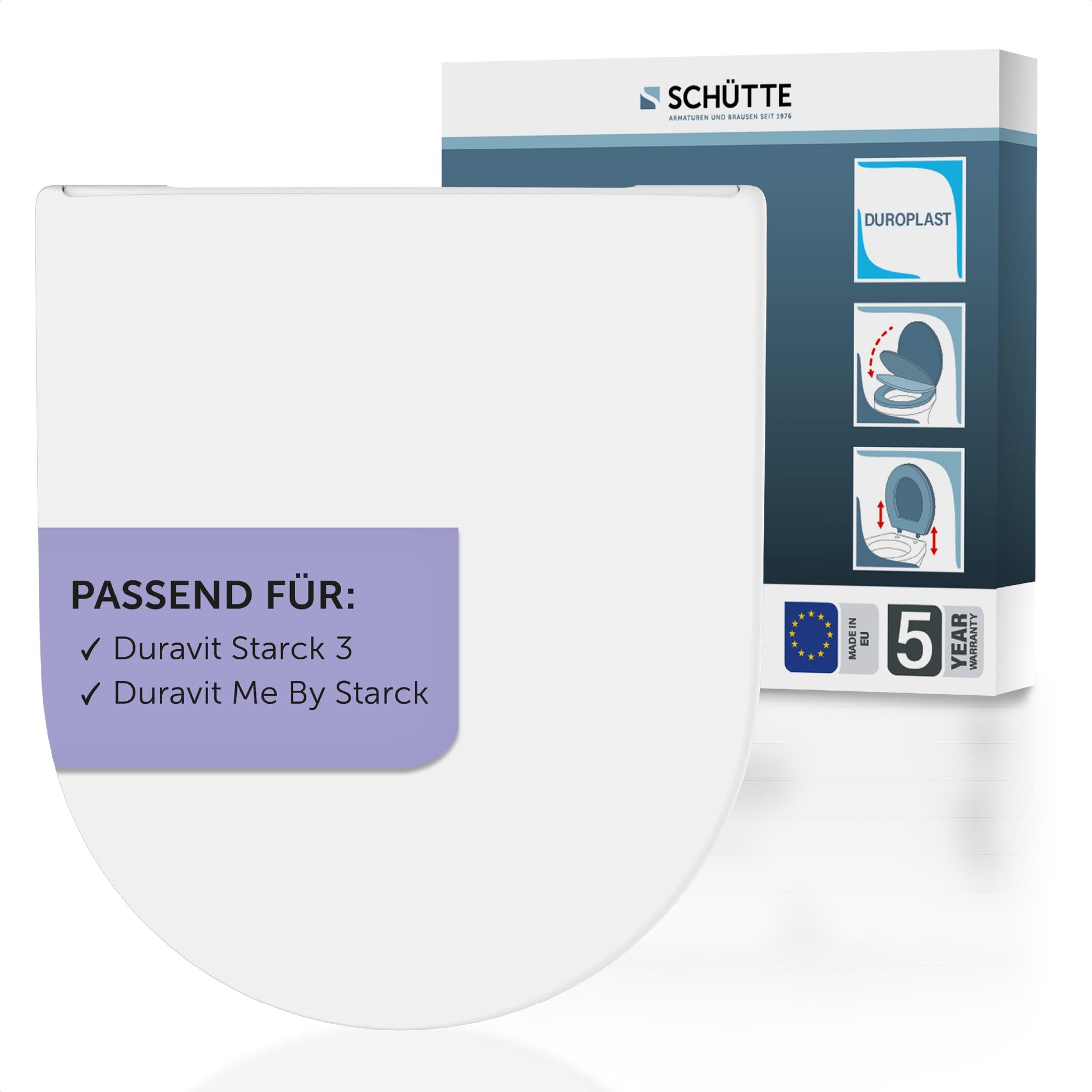 SCHÜTTE WC-Sitz für Duravit Starck 3 mit Absenkautomatik, weiss, Duroplast