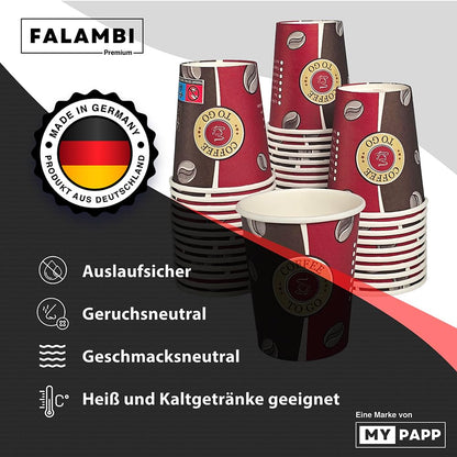 FALAMBI Pappbecher 200 ml, Coffee to go, Einwegbecher, 1000 Stück
