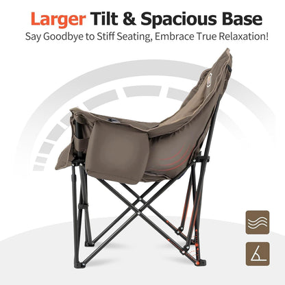 OVERMONT Campingstuhl klappbar gepolstert bis 204 kg khaki
