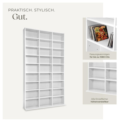 tectake Regal Aufbewahrung Bücherregal Standregal - Weiss