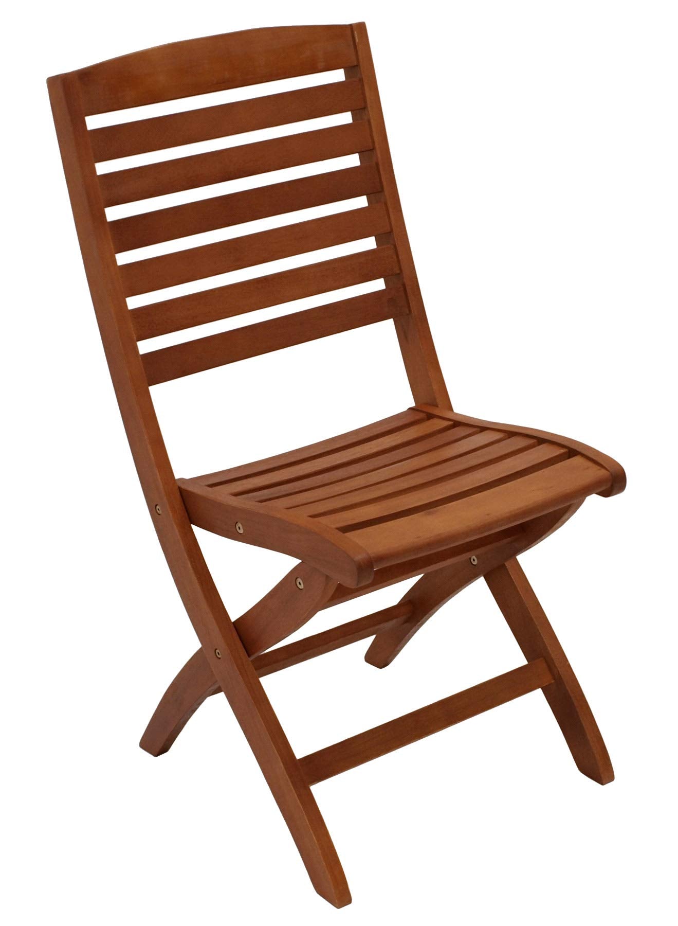 DEGAMO Gartenstuhl Klappstuhl Capo. Zwei braune Eukalyptus-Hartholz-Klappstühle bieten platzsparende Sitzgelegenheit für Garten und Balkon.