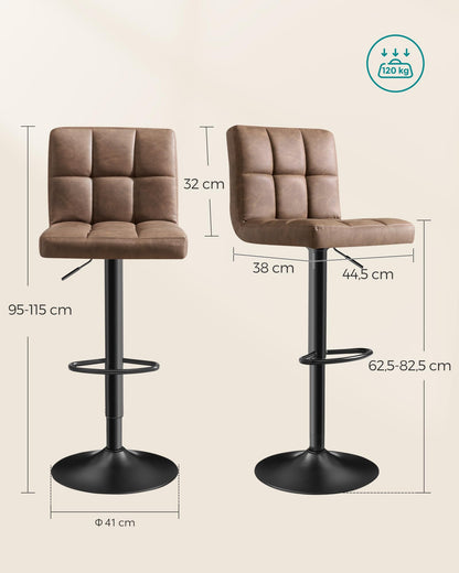 SONGMICS LJB064K02 Barhocker 2er Set - Walnussbraun