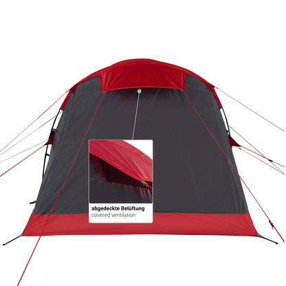 Justcamp Atlanta 3 Tunnelzelt – 3 Personen Familienzelt Stehhöhe