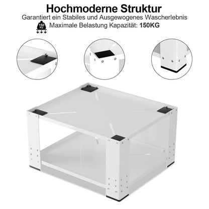 Fiqops Waschmaschinen Untergestell mit Ablage - 60.6x60.6x40cm weiss