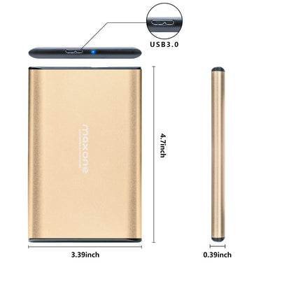 Maxone Externe Festplatte 500GB 2,5 Zoll USB 3.0 Rosegold