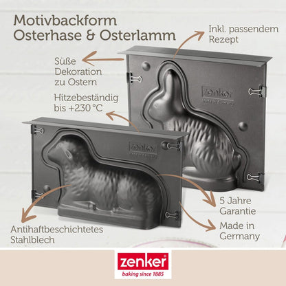 Zenker 3D-Backformen Osterlamm und Hase, 2er-Set antihaftbeschichtet