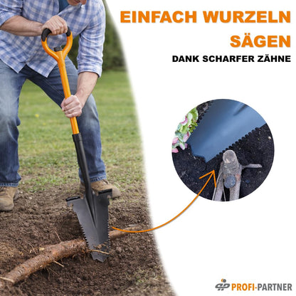 Profi-Partner Spaten mit Wurzelsäge, Karbonstahl & Fiberglas, 114 cm