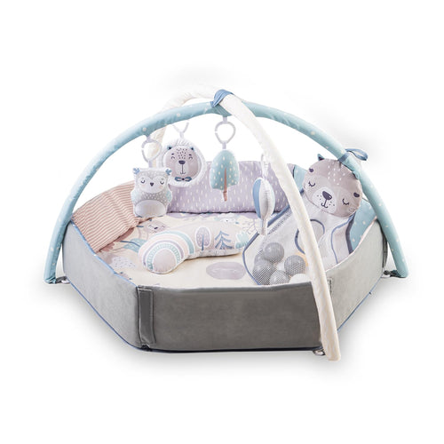 MoMi Pastel Spielbogen mit Krabbelmatte 3-in-1 und Bällchenbad