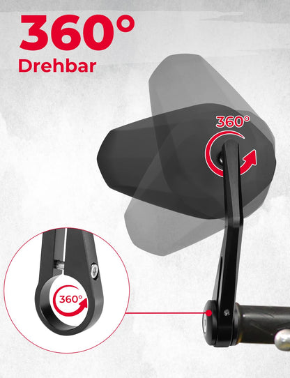 KEMIMOTO Lenkerendenspiegel Motorrad E-geprüft - 22mm Paar