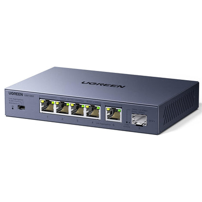 UGREEN 2.5G LAN Switch 5-Port mit 10G SFP+, Unmanaged, Metallgehäuse – kompakter Netzwerk Switch für Tisch- und Wandmontage