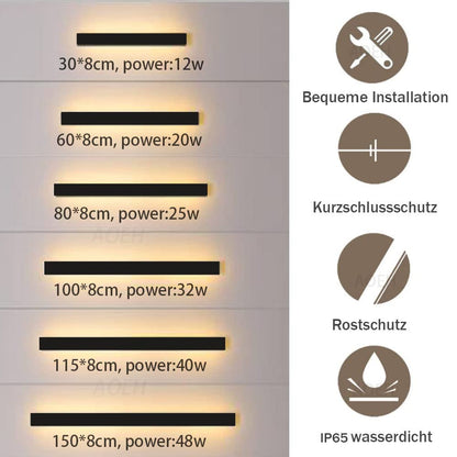 Wandleuchte Villa LED Aussen/Innen IP65 – Schwarz 80cm Warmweiss