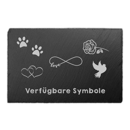 Paule Black Schiefer Tiergrabstein, personalisierte Gedenktafel 30x20