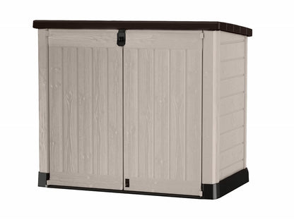 Keter Store it Out Pro Mülltonnenbox - Beige für 2x 240L. Beige Kunststoffbox zur Aufbewahrung von 2x 240L Mülltonnen.
