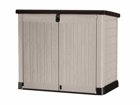 Keter Store it Out Pro Mülltonnenbox - Beige für 2x 240L. Beige Kunststoffbox zur Aufbewahrung von 2x 240L Mülltonnen.