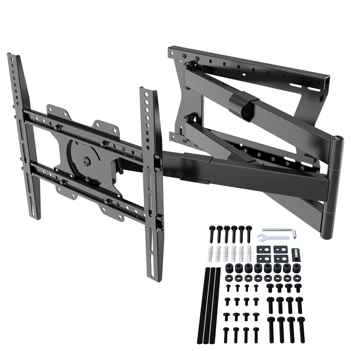XTRARM TiTon Schwenkbare TV Wandhalterung - 120cm Auszug. Schwarze, stabile Halterung mit Teleskoparm zur flexiblen TV-Montage.