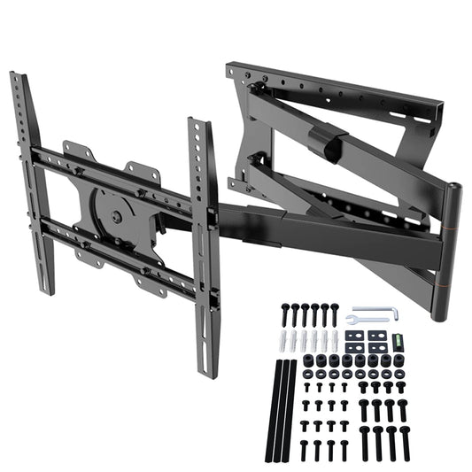 XTRARM TiTon Schwenkbare TV Wandhalterung - 120cm Auszug. Schwarze, stabile Halterung mit Teleskoparm zur flexiblen TV-Montage.