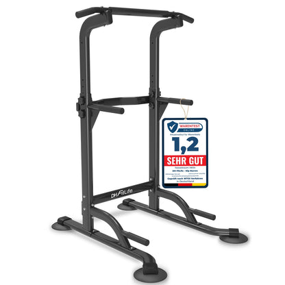 DH FitLife Power Tower Dip Station Klimmzugstange Freistehend