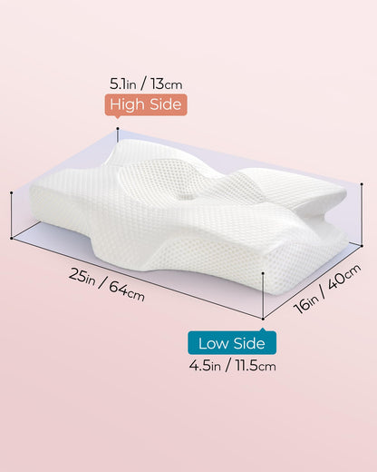Elviros Nackenkissen aus Memory Foam, ergonomisch, 64 × 40 cm