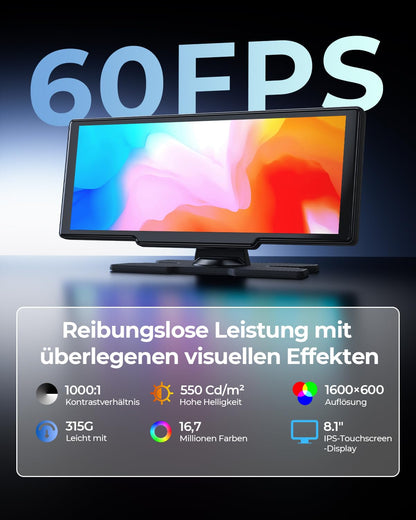 Krunia 8.1" CarPlay Bildschirm – Kabellos, Tragbar