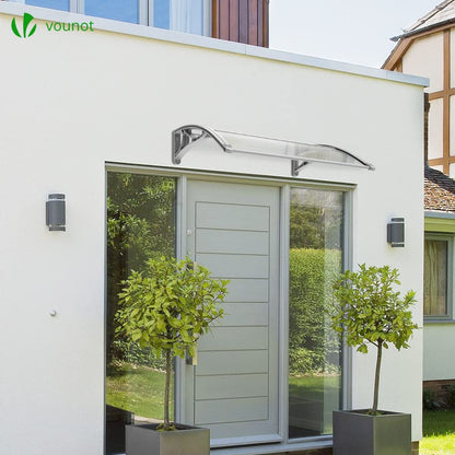 VOUNOT Vordach Haustür 120 x 80 cm aus Aluminium und Polycarbonat