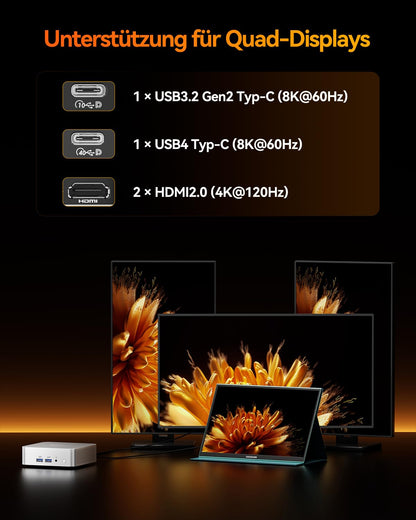 GEEKOM A8 Office Mini-PC – AMD Ryzen 9 8945HS, 32GB RAM, 2TB SSD