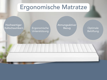 XDREAM Pure 7-Zonen Kaltschaummatratze 180x200 cm Härtegrad H3