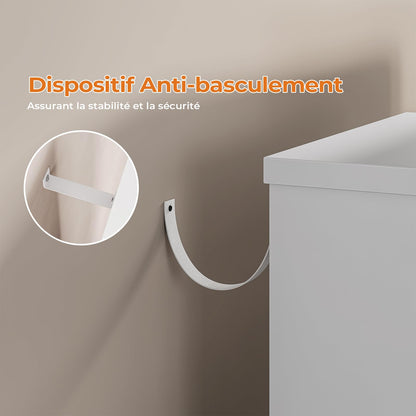 FORABAMB Waschbeckenunterschrank mit 2 Türen, Schublade, weiss, 60 cm