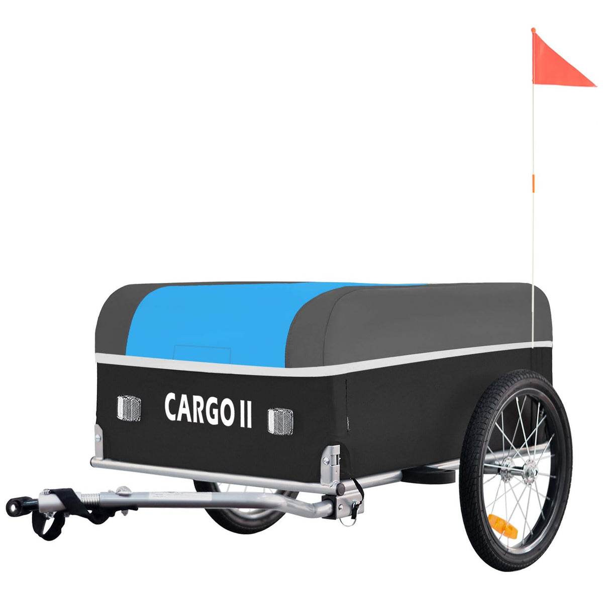Veelar Tiggo Cargo II Fahrrad-Lastenanhänger 130 L klappbar Grau mit abnehmbarer Abdeckung und 16-Zoll-Rädern
