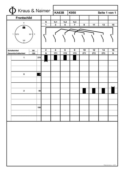 Kraus & Naimer KA63B T904 VE2 Umschalter 4-polig 63A Netz-0-Notstrom