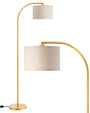 EDISHINE Bogenlampe Gold 161cm - Beiger Leinen-Schirm. Goldener Bogen, beiger Textilschirm. Spendet gerichtetes Licht, ideal über Sofa oder Esstisch.